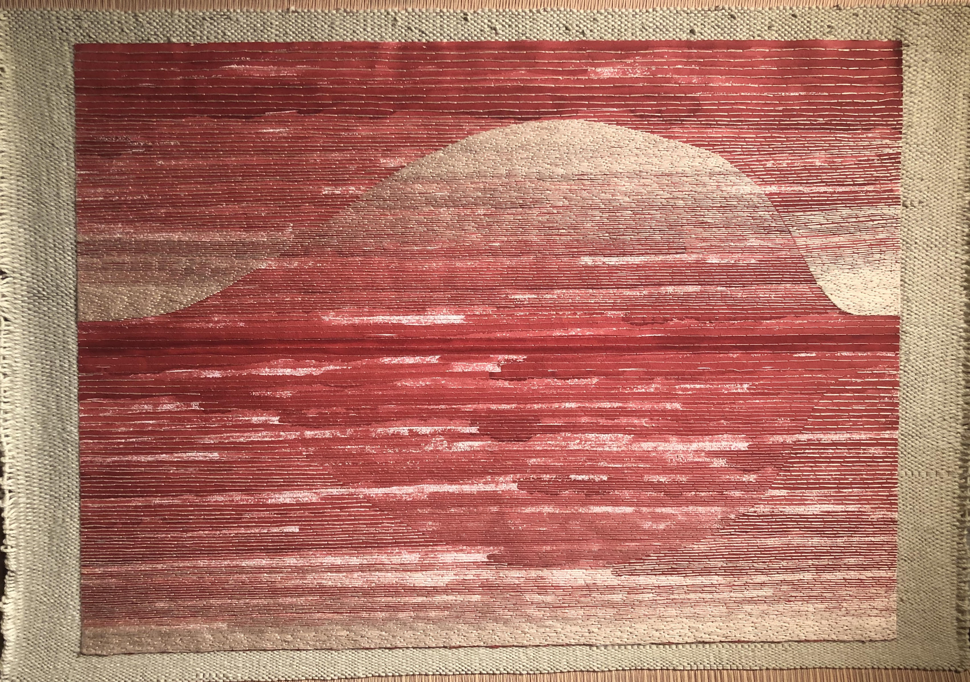 Red#1, Cotton thread over watercolor, 35